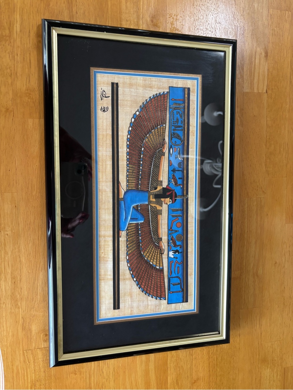 Framed Egyptian Isis Wall Art - Blue and Gold Home Decor